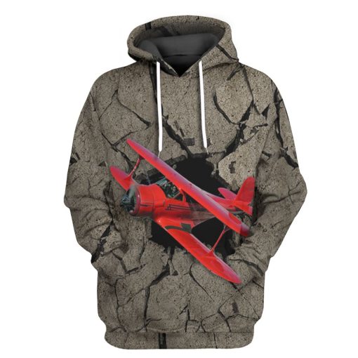 Gearhuman 3D Red Aircraft Flying Through Tshirt Hoodie Apparel