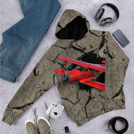 Gearhuman 3D Red Aircraft Flying Through Tshirt Hoodie Apparel - Image 12