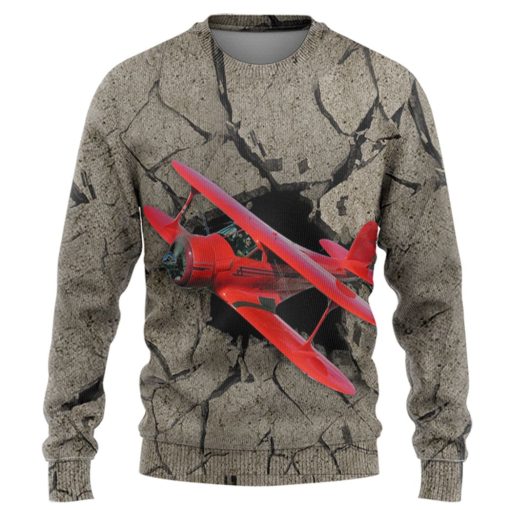 Gearhuman 3D Red Aircraft Flying Through Tshirt Hoodie Apparel - Image 2