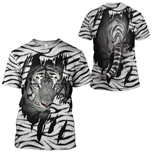Gearhuman 3D White Tiger Tshirt Hoodie Apparel - Image 7