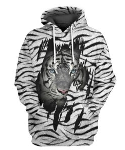 Gearhuman 3D White Tiger Tshirt Hoodie Apparel