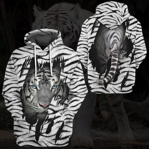 Gearhuman 3D White Tiger Tshirt Hoodie Apparel - Image 9