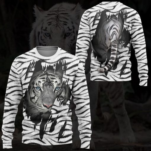 Gearhuman 3D White Tiger Tshirt Hoodie Apparel - Image 10