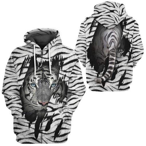 Gearhuman 3D White Tiger Tshirt Hoodie Apparel - Image 8