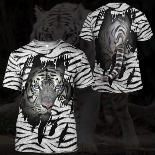Gearhuman 3D White Tiger Tshirt Hoodie Apparel - Image 11