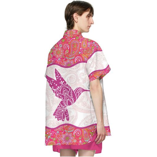 Gearhuman 3D Pink Paisley Hummingbird Hawaii Shirt