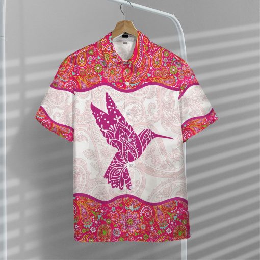 Gearhuman 3D Pink Paisley Hummingbird Hawaii Shirt