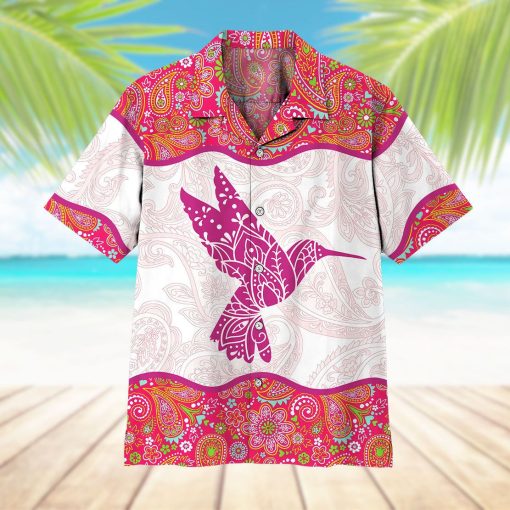 Gearhuman 3D Pink Paisley Hummingbird Hawaii Shirt