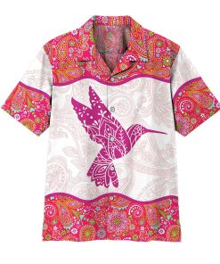 Gearhuman 3D Pink Paisley Hummingbird Hawaii Shirt