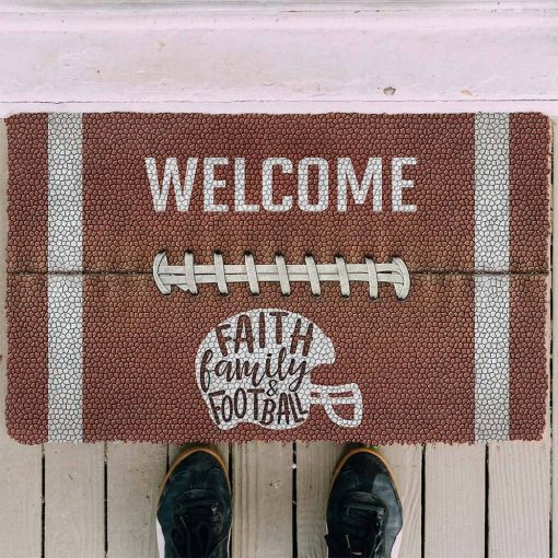 Gearhuman 3D Welcome Faith Family Football Doormat