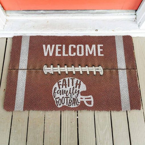 Gearhuman 3D Welcome Faith Family Football Doormat