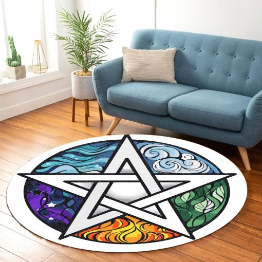 Gearhuman 3D The Five Elements Pentagram Round Rug
