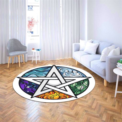 Gearhuman 3D The Five Elements Pentagram Round Rug