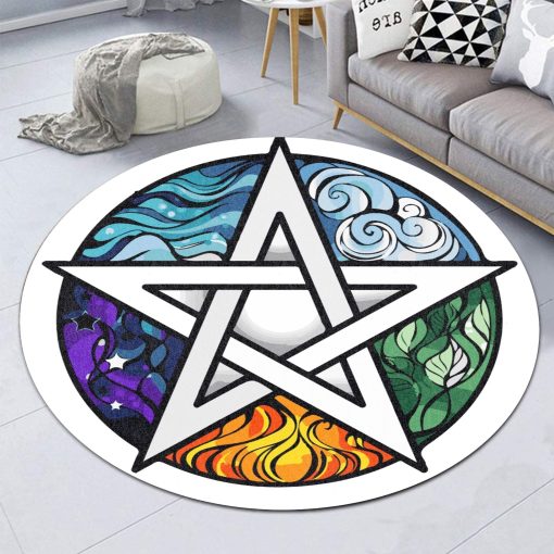 Gearhuman 3D The Five Elements Pentagram Round Rug