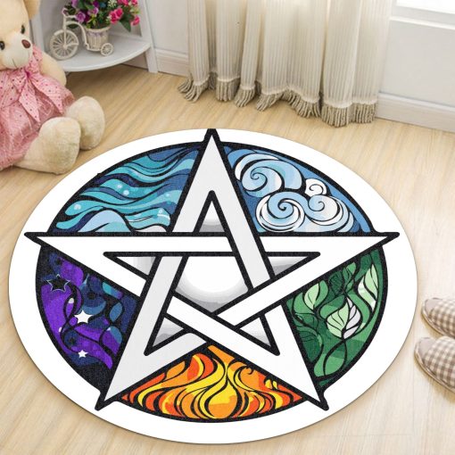 Gearhuman 3D The Five Elements Pentagram Round Rug