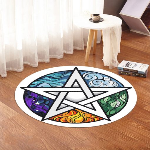 Gearhuman 3D The Five Elements Pentagram Round Rug