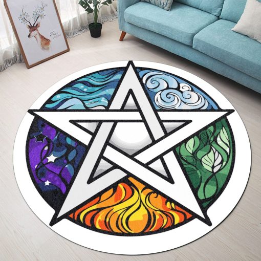 Gearhuman 3D The Five Elements Pentagram Round Rug