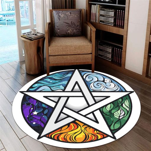 Gearhuman 3D The Five Elements Pentagram Round Rug