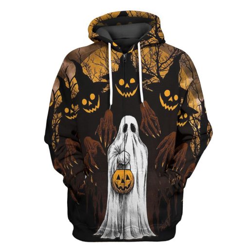 Gearhuman 3D Ghost And Jack-O'-Lantern Tshirt Hoodie Apparel 4 Gearhuman 3D Ghost And Jack-O'-Lantern Tshirt Hoodie Apparel - Image 4