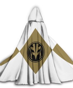 Gearhumans 3D White Ranger Custom Hooded Cloak
