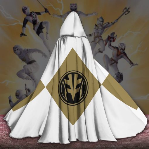 Gearhumans 3D White Ranger Custom Hooded Cloak