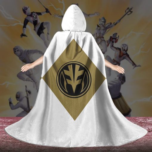 Gearhumans 3D White Ranger Custom Hooded Cloak