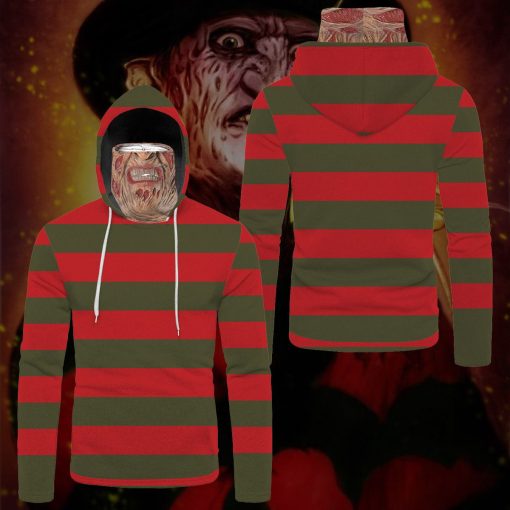 Gearhumans 3D Freddy Krueger Horror Halloween Custom Bandana Mask Hoodie - Image 3