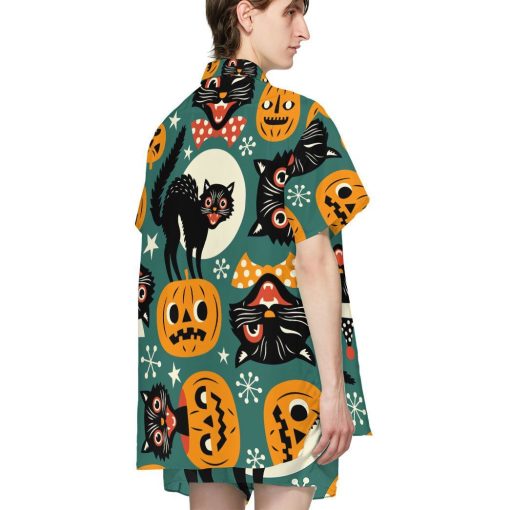 Gearhumans 3D Halloween Black Cats Custom Hawaiian Shirt - Image 4
