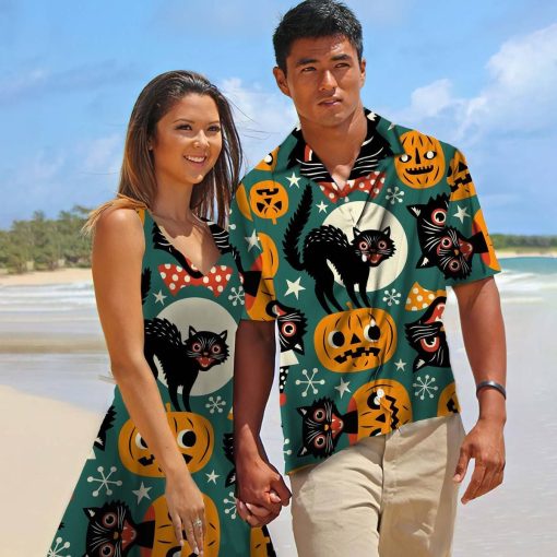 Gearhumans 3D Halloween Black Cats Custom Hawaiian Shirt - Image 12
