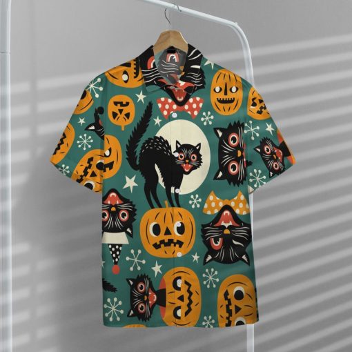 Gearhumans 3D Halloween Black Cats Custom Hawaiian Shirt - Image 10