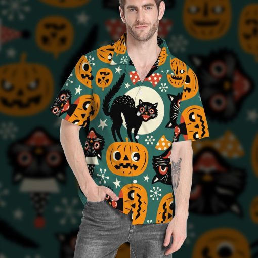 Gearhumans 3D Halloween Black Cats Custom Hawaiian Shirt - Image 11