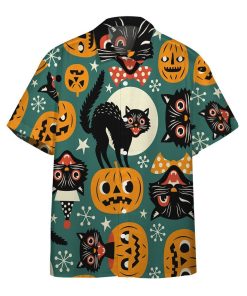 Gearhumans 3D Halloween Black Cats Custom Hawaiian Shirt