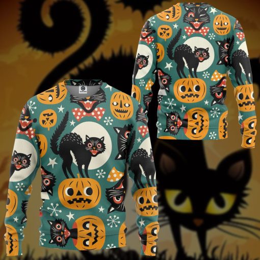 Gearhumans 3D Halloween Black Cats Custom Tshirt Hoodie Apparel 9 Gearhumans 3D Halloween Black Cats Custom Tshirt Hoodie Apparel - Image 9