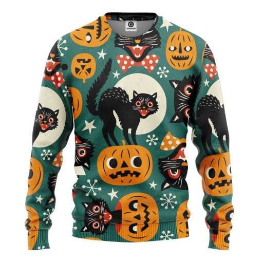 Gearhumans 3D Halloween Black Cats Custom Tshirt Hoodie Apparel 2 Gearhumans 3D Halloween Black Cats Custom Tshirt Hoodie Apparel - Image 2