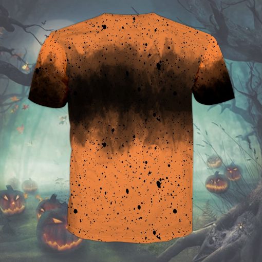 Gearhumans 3D Halloween Pumkin Tie Dye Custom Bleached Shirts - Image 4
