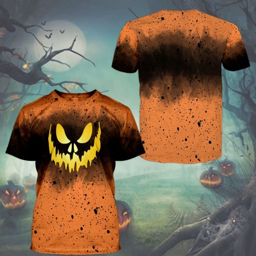 Gearhumans 3D Halloween Pumkin Tie Dye Custom Bleached Shirts - Image 5