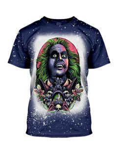 Gearhumans 3D Beetlejuice Its showtime! Custom Bleached Tshirt