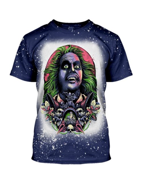 Gearhumans 3D Beetlejuice Its showtime! Custom Bleached Tshirt