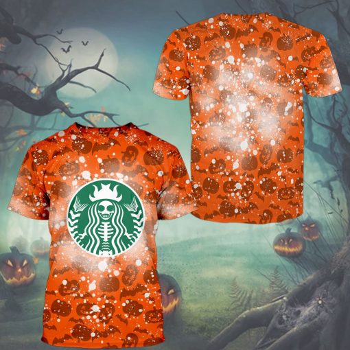 Gearhumans 3D Halloween Pumpkin SB Custom Bleached Shirts - Image 5