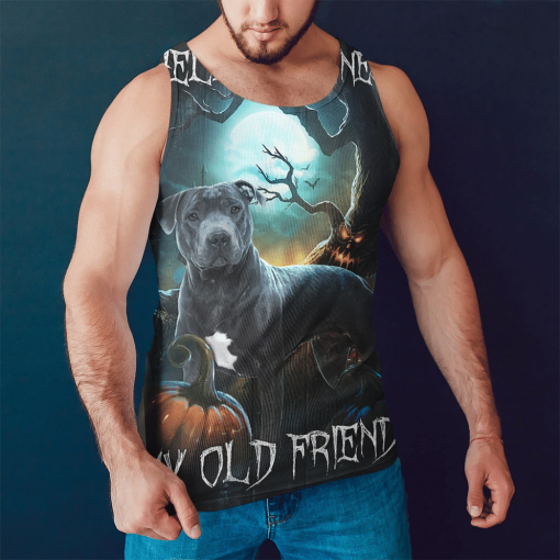 Gearhumans 3D Pitbull Hello Darkness My Old Friend Custom Tanktop - Image 2