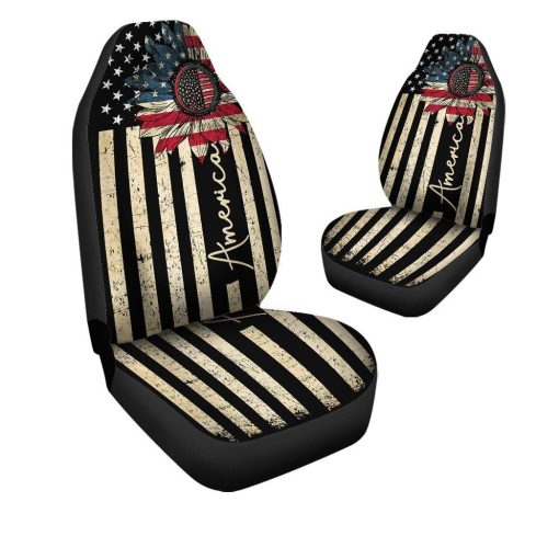 Gearhumans 3D America Sunflower Independence Day Custom Car Seat Cover GW2806213 Car Seat Covers
