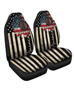 Gearhumans 3D America Sunflower Independence Day Custom Car Seat Cover GW2806213 Car Seat Covers Car Seat Covers Freesize