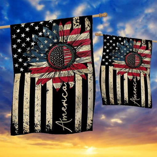 Gearhumans 3D America Sunflower Independence Day Custom Flag GW2806214 House Flag