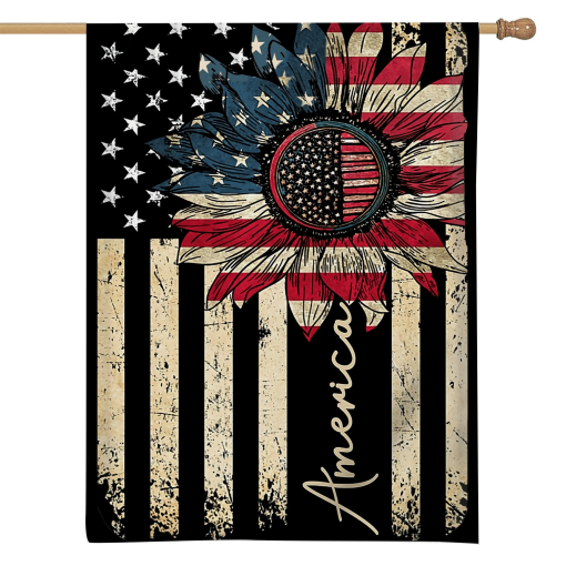 Gearhumans 3D America Sunflower Independence Day Custom Flag GW2806214 House Flag