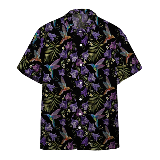 Gearhumans 3D Beautiful Violet Cornflowers And Hummingbirds Custom Hawaii Shirt 1 Gearhumans 3D Beautiful Violet Cornflowers And Hummingbirds Custom Hawaii Shirt