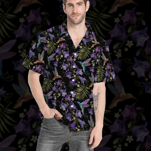 Gearhumans 3D Beautiful Violet Cornflowers And Hummingbirds Custom Hawaii Shirt 7 Gearhumans 3D Beautiful Violet Cornflowers And Hummingbirds Custom Hawaii Shirt - Image 7