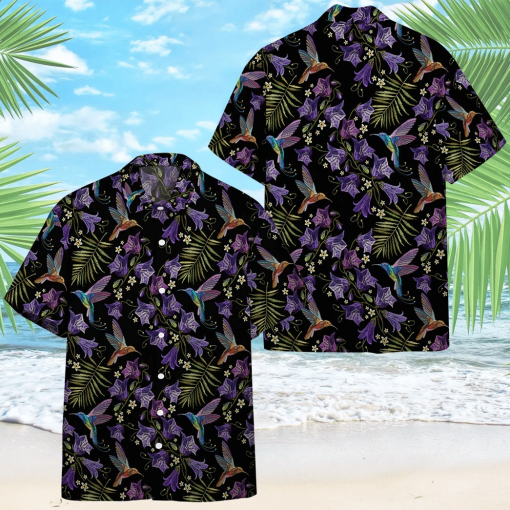 Gearhumans 3D Beautiful Violet Cornflowers And Hummingbirds Custom Hawaii Shirt 5 Gearhumans 3D Beautiful Violet Cornflowers And Hummingbirds Custom Hawaii Shirt - Image 5