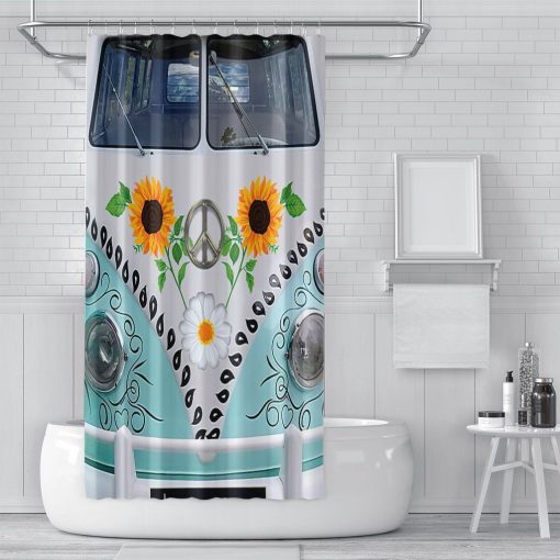 Gearhumans 3D Hippie Car Sunflower Dasiy Custom Shower Curtain GS2806215 Shower Curtain