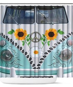 Gearhumans 3D Hippie Car Sunflower Dasiy Custom Shower Curtain GS2806215 Shower Curtain Shower Curtain 35.43"x70.87"