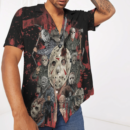 Gearhumans 3D Jason Horror Custom Name Short Sleeve Shirt 3 Gearhumans 3D Jason Horror Custom Name Short Sleeve Shirt - Image 3